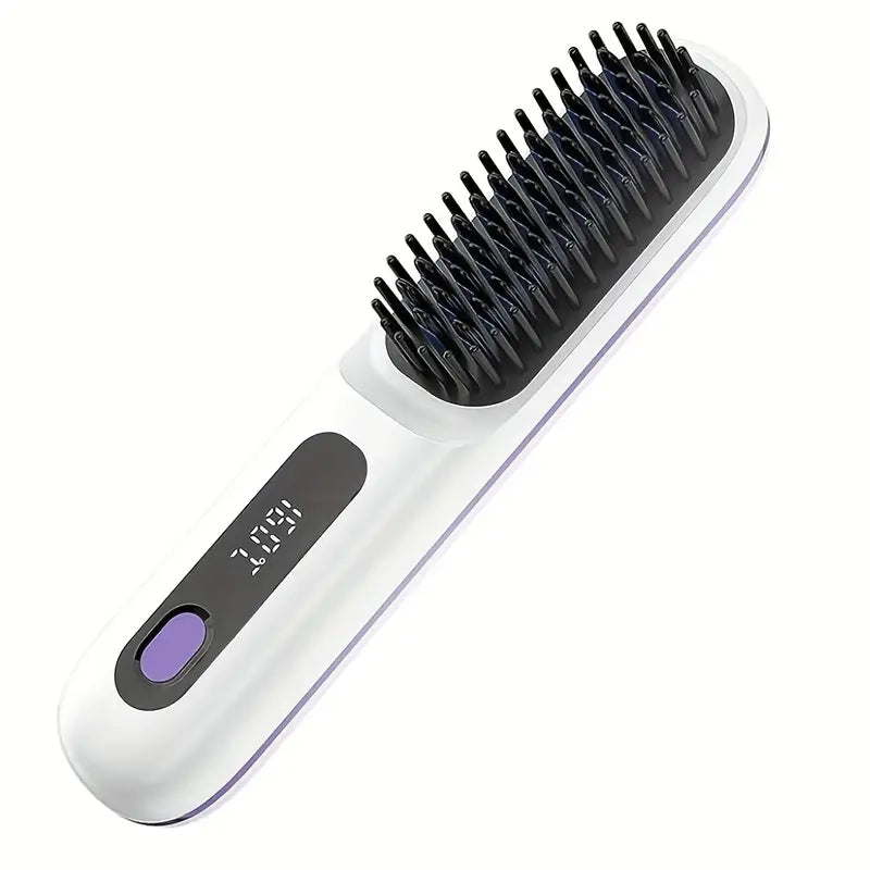 Cordless Hair Straightener Brush – Fast Heating Hot Comb for Women | Type-C Rechargeable, Anti-Scald, Lightweight & Travel-Friendly Styling Tool