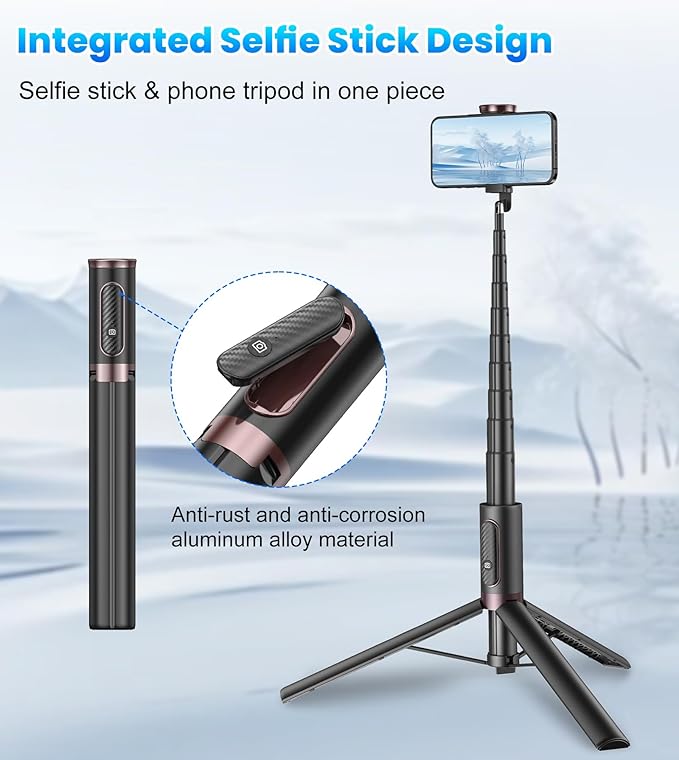 170cm Phone Tripod Selfie Stick, All-in-1 Phone Tripod Stand with Remote, Portable,Lightweight Tripod for for Selfies/Live/Video Recording/Travel-Black
