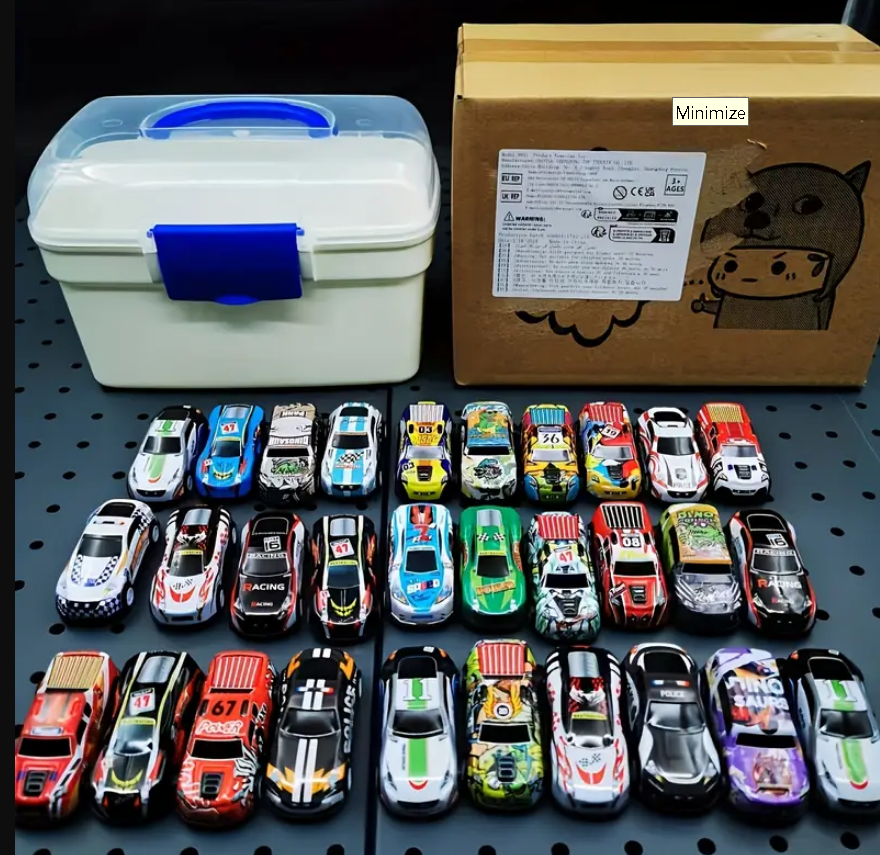50pcs Mini Alloy Cars] 50pcs Colorful Mini Alloy Toy Cars with Storage Box | Durable Iron Construction, Perfect Halloween & Christmas Gift for Boys and Girls